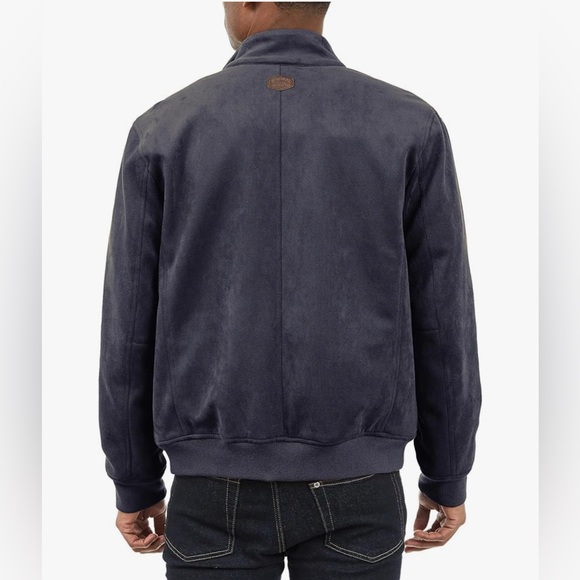 LONDON FOG mens Faux Suede Bomber, Navy, Large - Picture 2 of 4